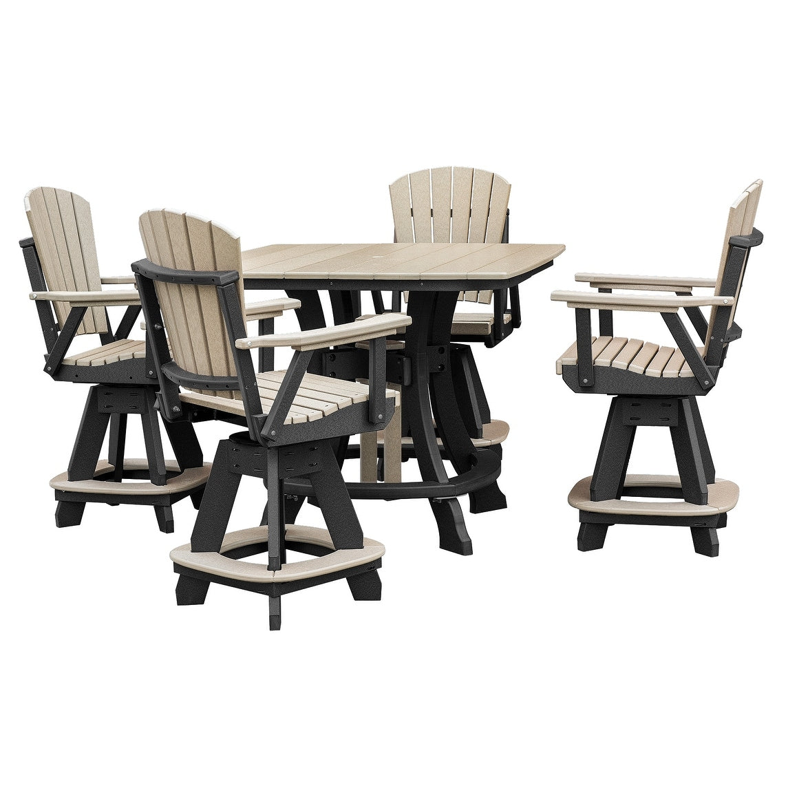 Set da pranzo quadrato da cinque pezzi OS Home and Office in Weatherwood su base nera