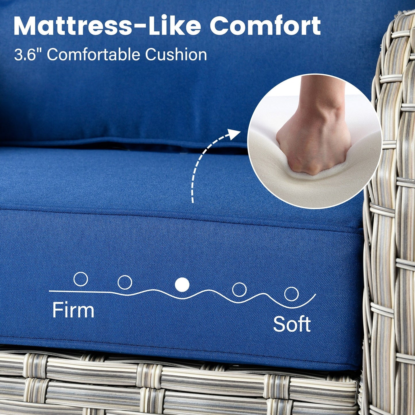 OVIOS Set di 11 sedie girevoli in vimini per esterni con tavolo da fuoco