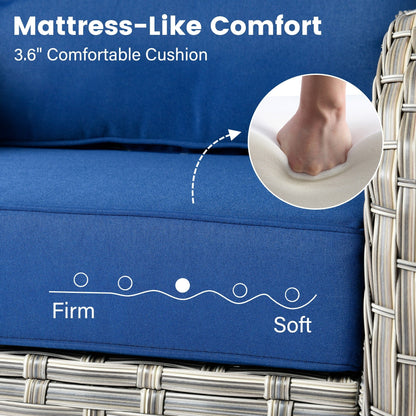 OVIOS Set di 11 sedie girevoli in vimini per esterni con tavolo da fuoco