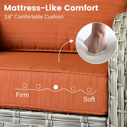 OVIOS Set di 11 sedie girevoli in vimini per esterni con tavolo da fuoco