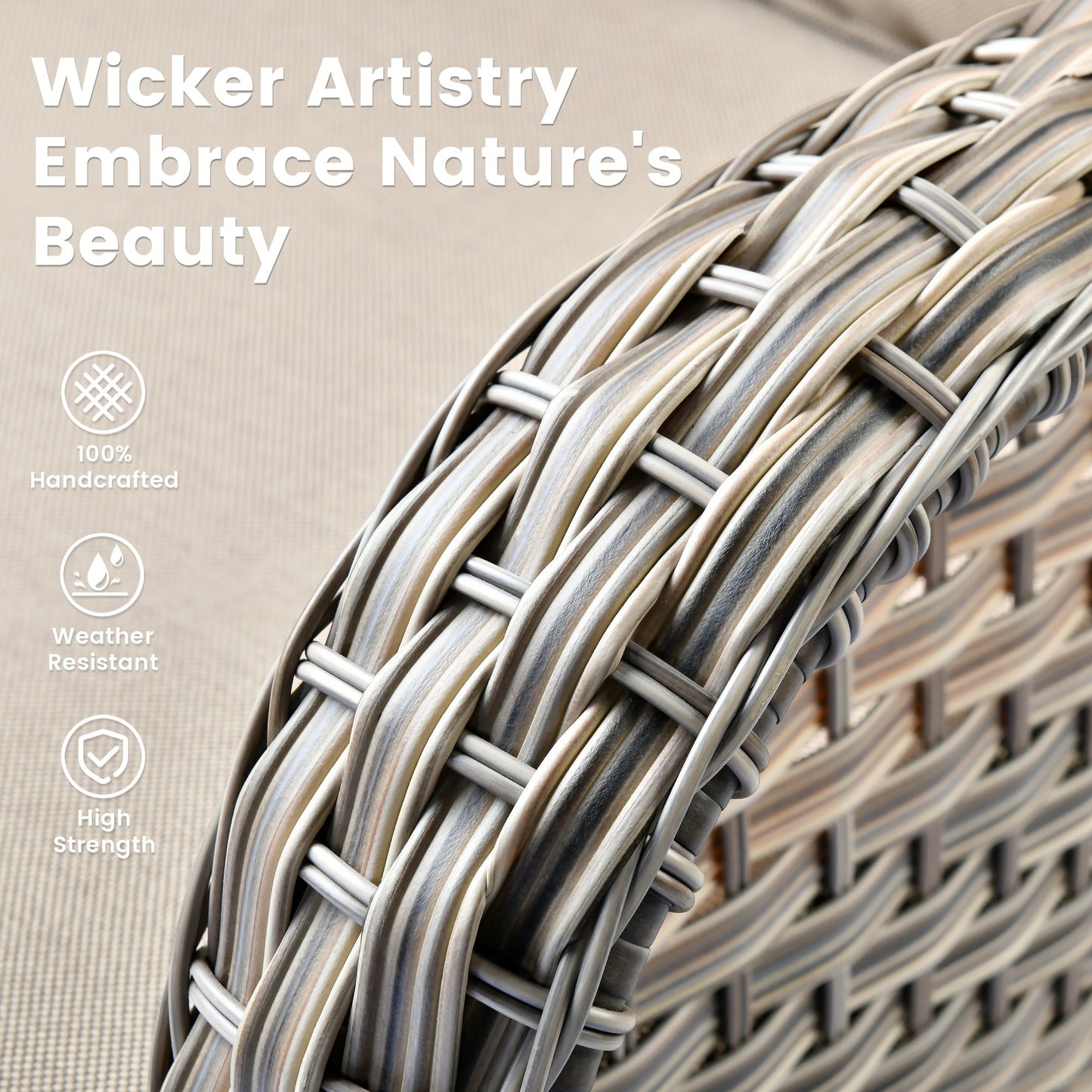 OVIOS Set di 11 sedie girevoli in vimini per esterni con tavolo da fuoco