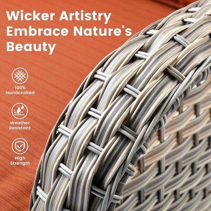 OVIOS Set di 11 sedie girevoli in vimini per esterni con tavolo da fuoco