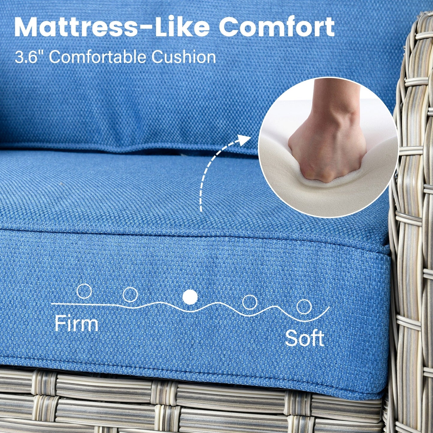 OVIOS Set di 11 sedie girevoli in vimini per esterni con tavolo da fuoco