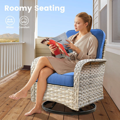 OVIOS Set di 11 sedie girevoli in vimini per esterni con tavolo da fuoco