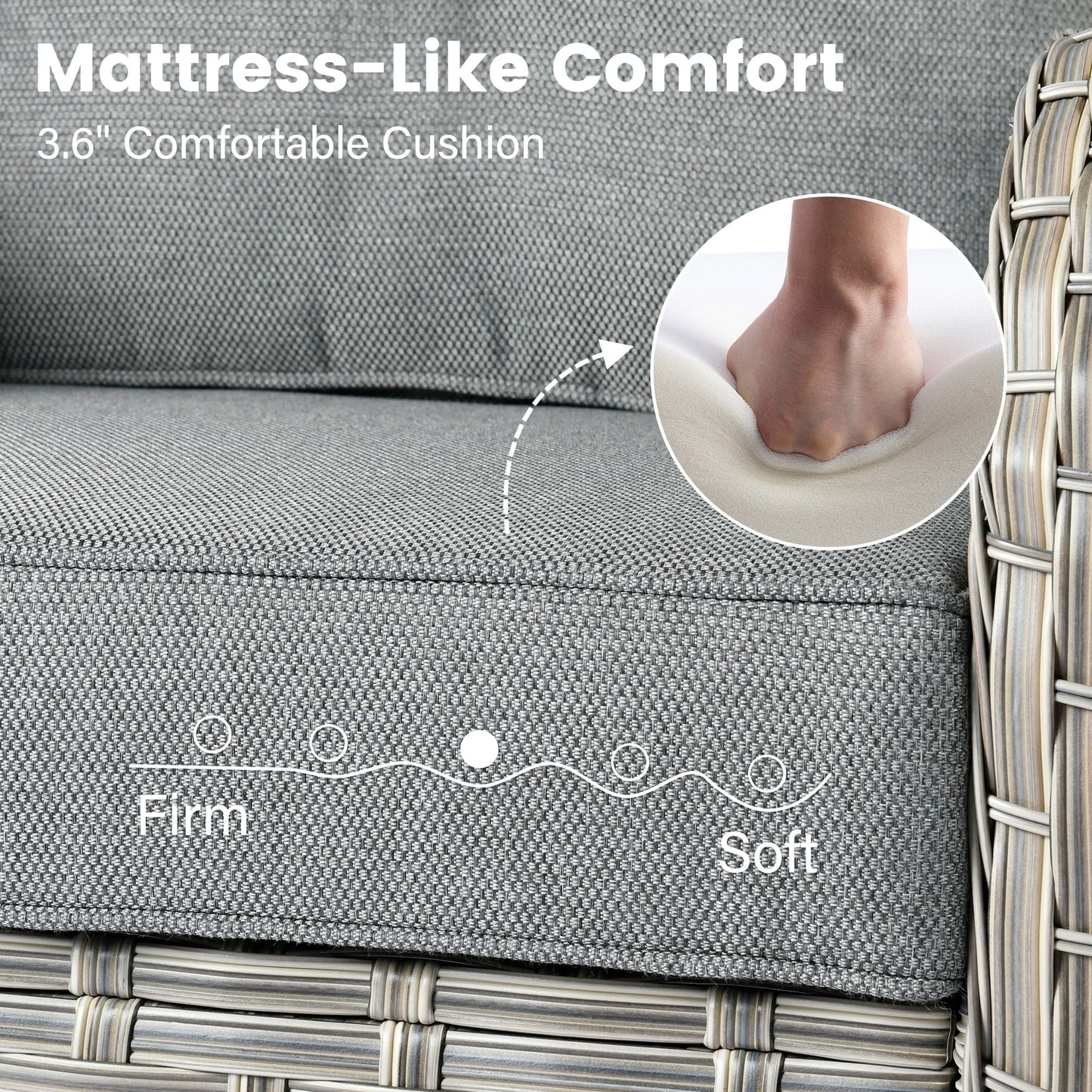 OVIOS Set di 11 sedie girevoli in vimini per esterni con tavolo da fuoco