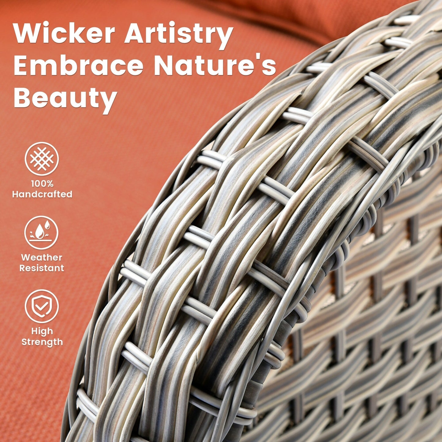 OVIOS Set di 11 sedie girevoli in vimini per esterni con tavolo da fuoco