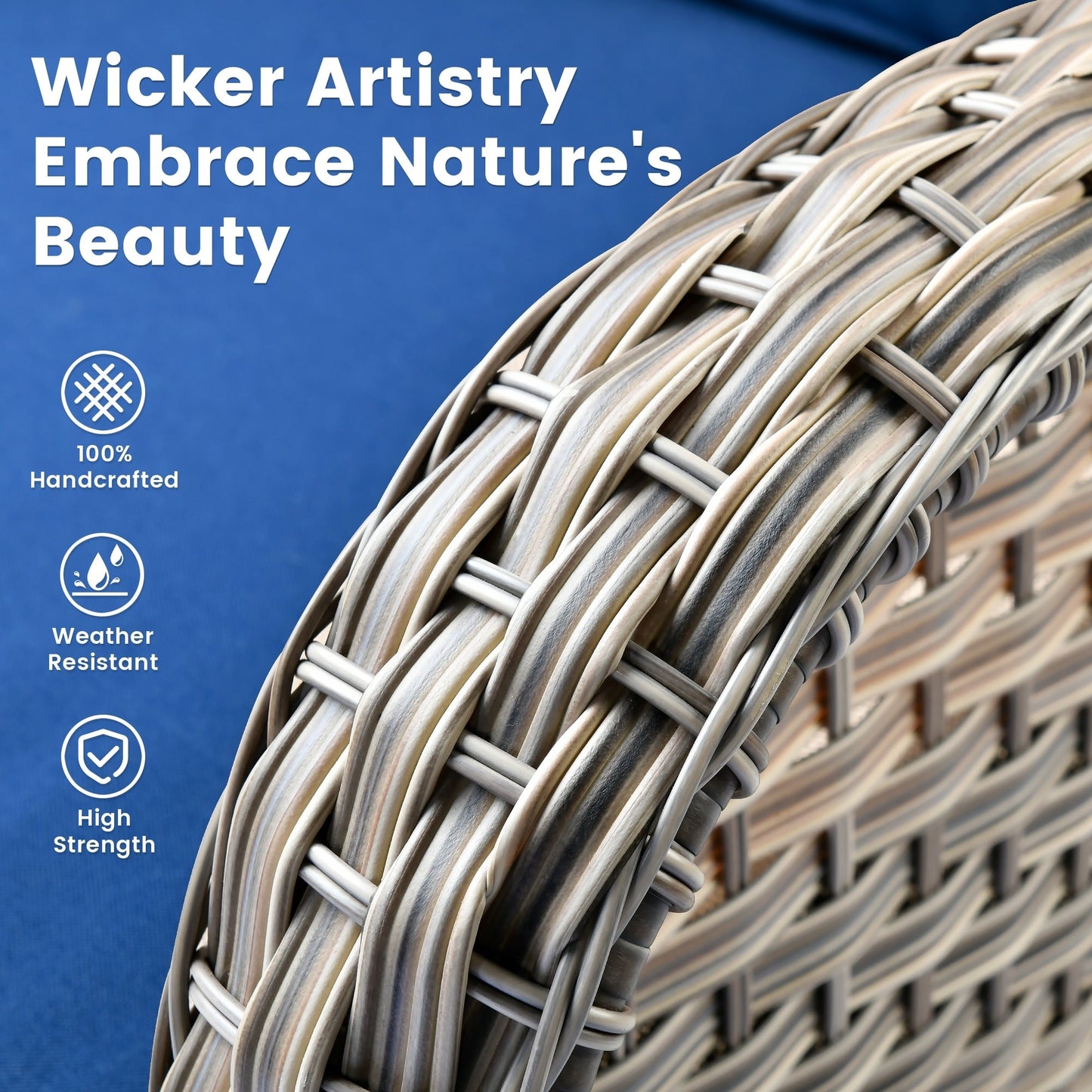 OVIOS Set di 11 sedie girevoli in vimini per esterni con tavolo da fuoco