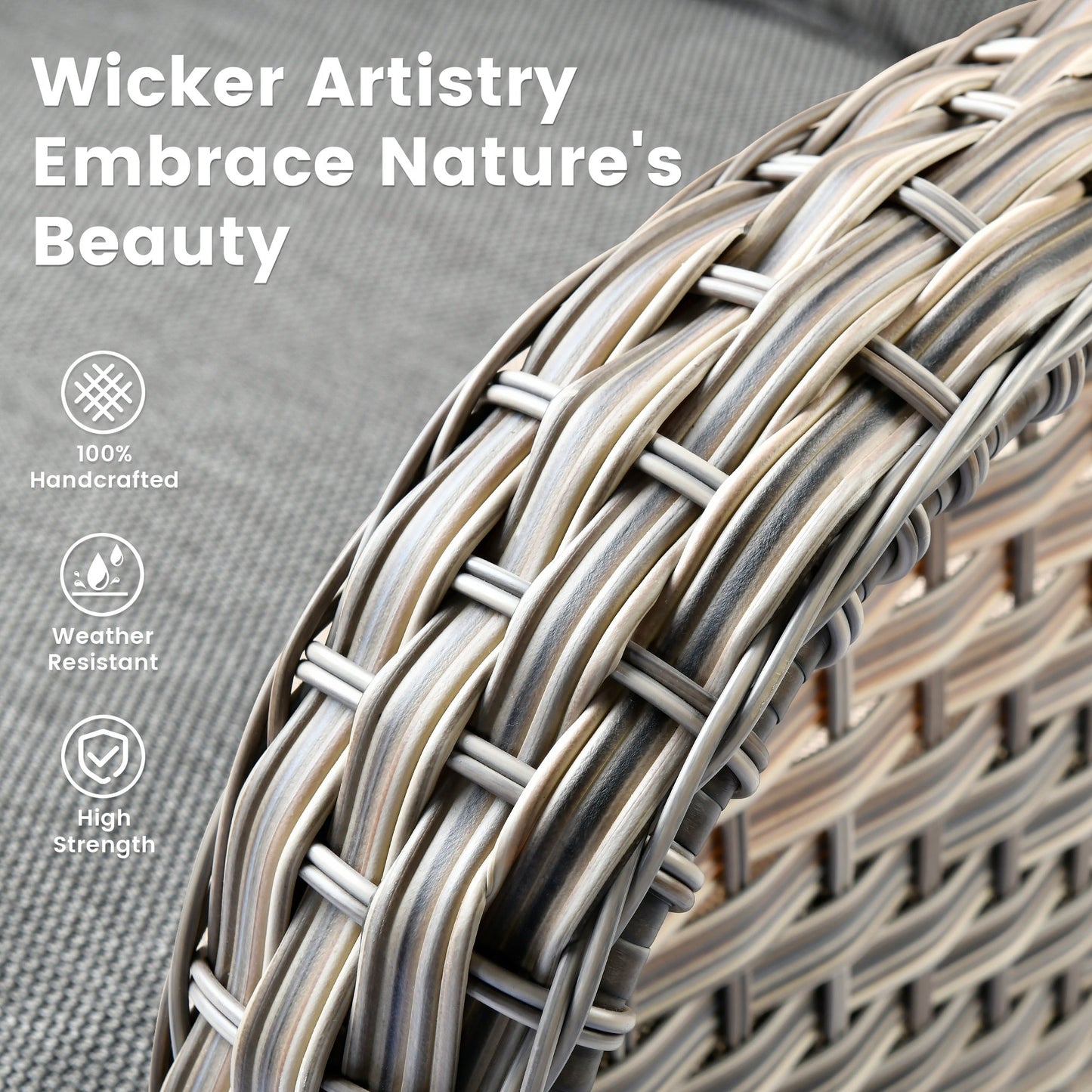 OVIOS Set di 11 sedie girevoli in vimini per esterni con tavolo da fuoco