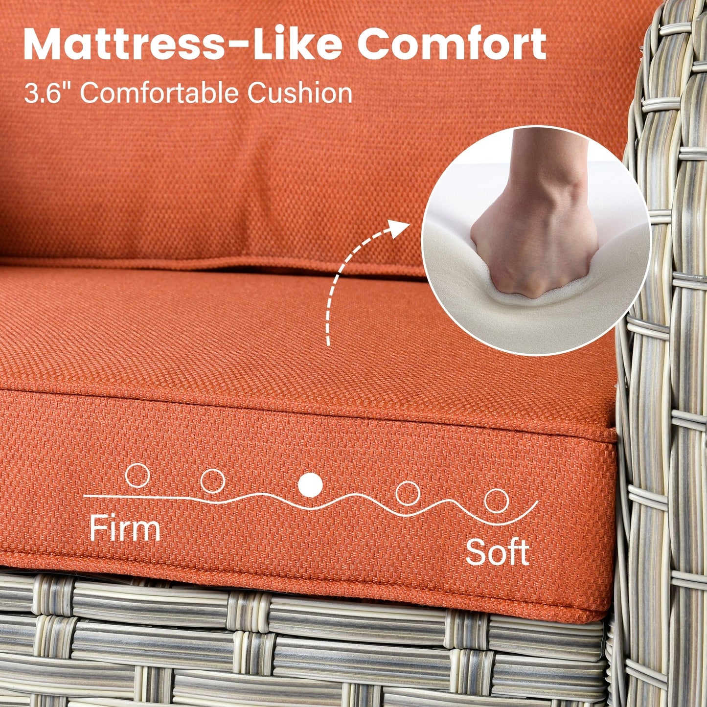 OVIOS Set di 11 sedie girevoli in vimini per esterni con tavolo da fuoco