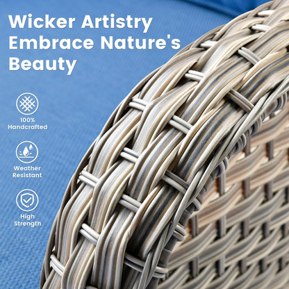 OVIOS Set di 11 sedie girevoli in vimini per esterni con tavolo da fuoco