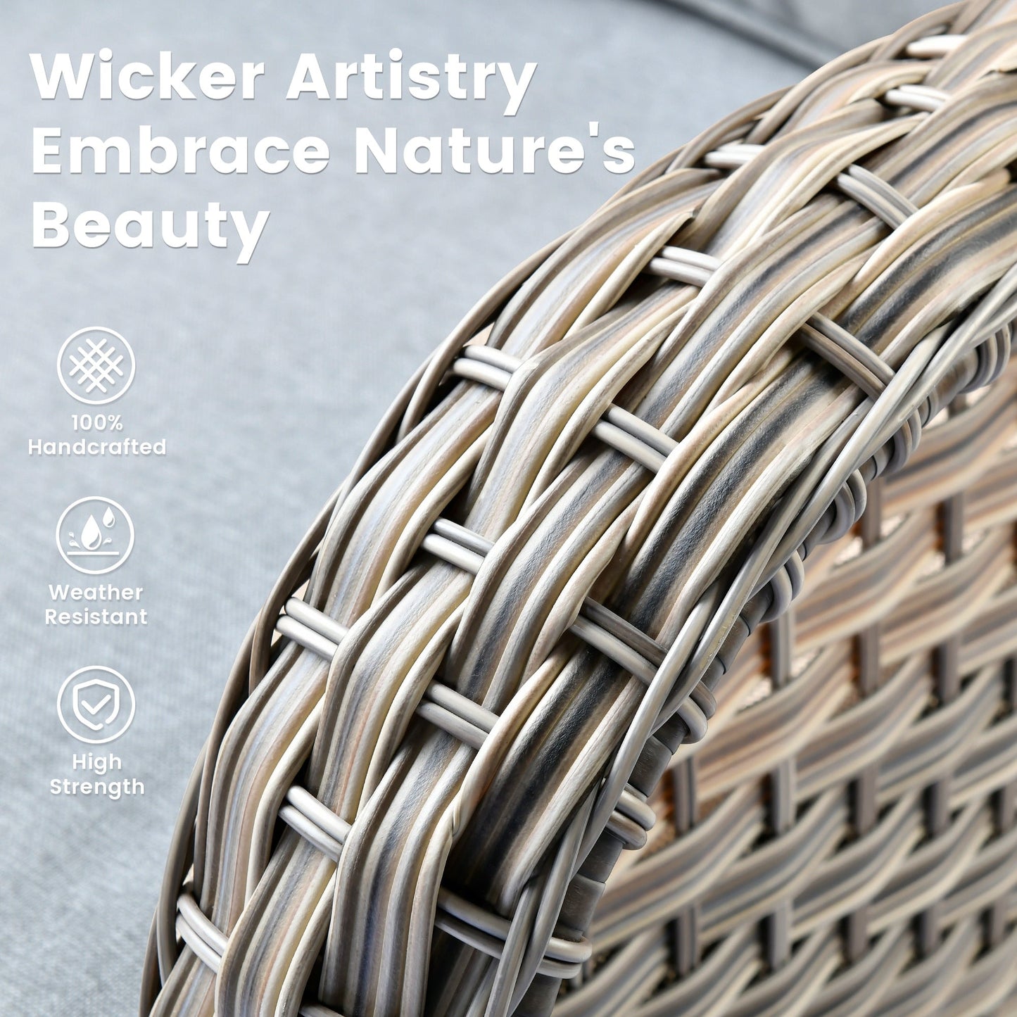 OVIOS Set di 11 sedie girevoli in vimini per esterni con tavolo da fuoco