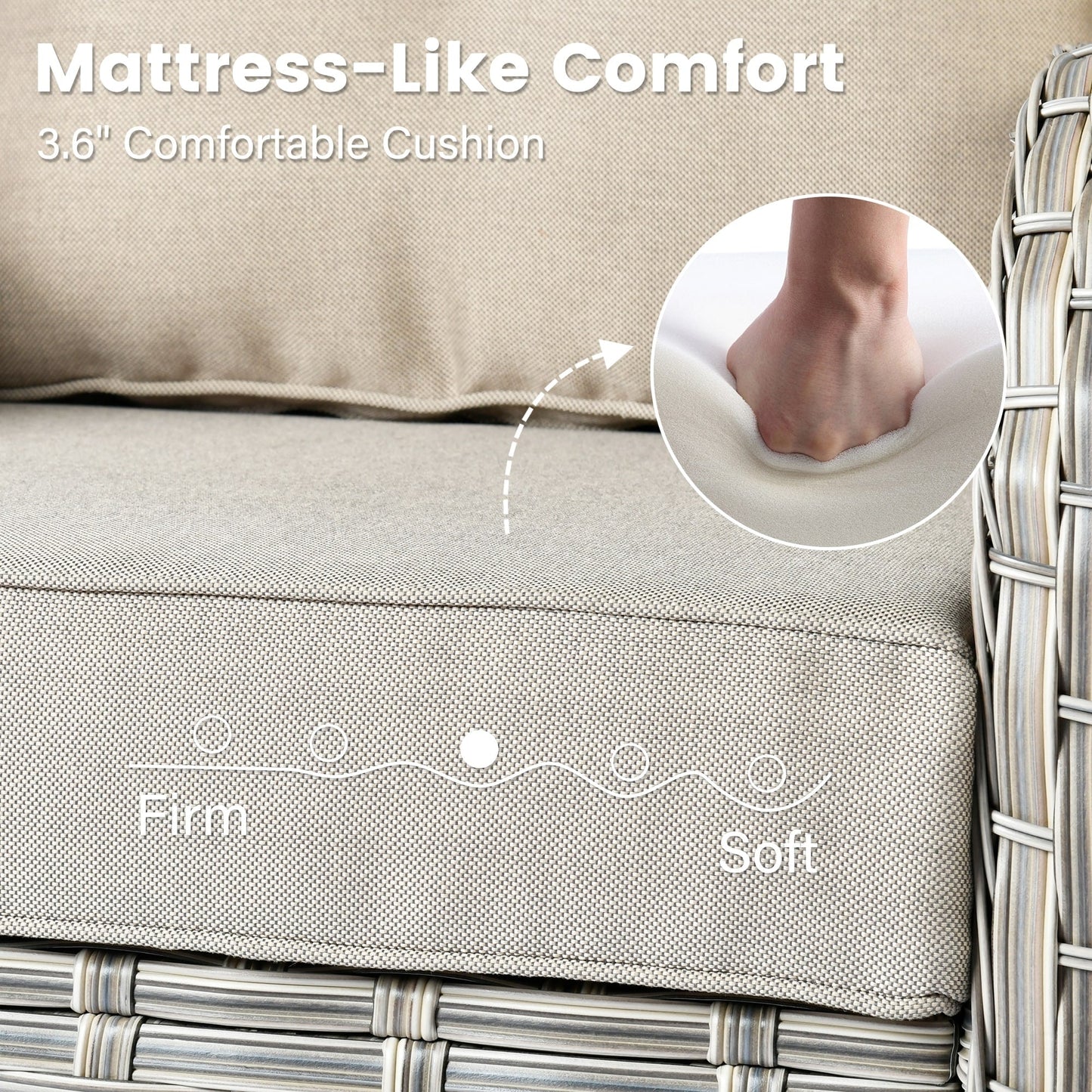 OVIOS Set di 11 sedie girevoli in vimini per esterni con tavolo da fuoco