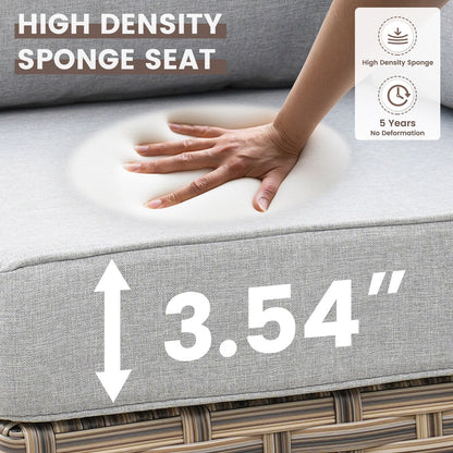 OVIOS Set di 11 sedie girevoli in vimini per esterni con tavolino da caffè ad energia solare e braciere