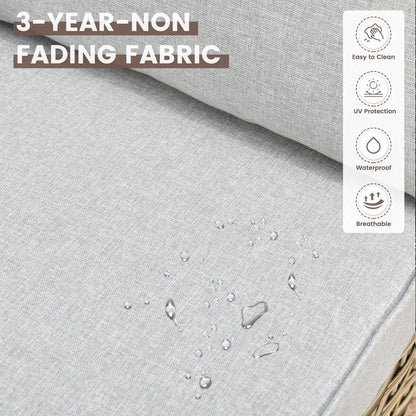 OVIOS Set di 11 sedie girevoli in vimini per esterni con tavolino da caffè ad energia solare e braciere