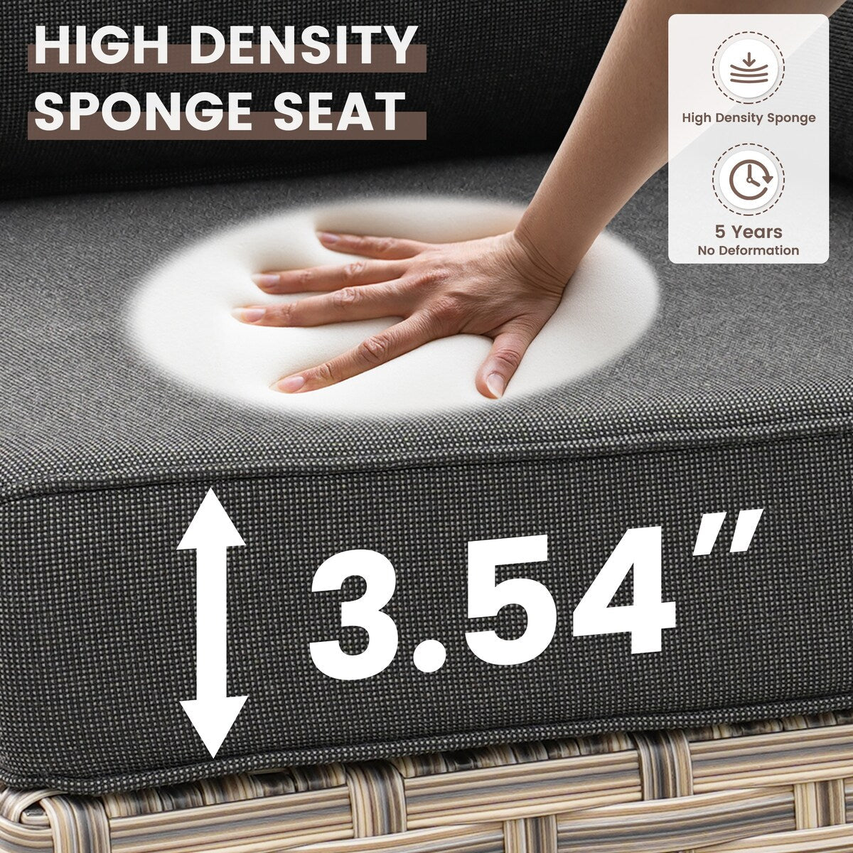 OVIOS Set di 11 sedie girevoli in vimini per esterni con tavolino da caffè ad energia solare e braciere