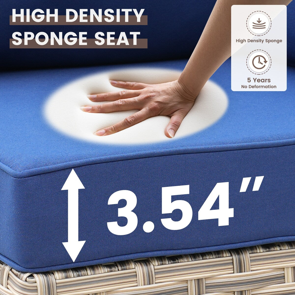 OVIOS Set di 11 sedie girevoli in vimini per esterni con tavolino da caffè ad energia solare e braciere