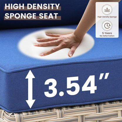 OVIOS Set di 11 sedie girevoli in vimini per esterni con tavolino da caffè ad energia solare e braciere