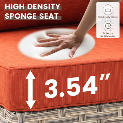 OVIOS Set di 11 sedie girevoli in vimini per esterni con tavolino da caffè ad energia solare e braciere