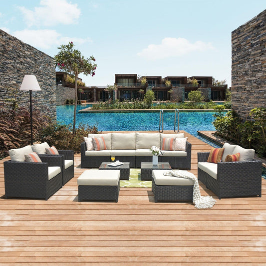 Set da conversazione per mobili da giardino OVIOS in tessuto Sunbrella e Olefin da 12 pezzi