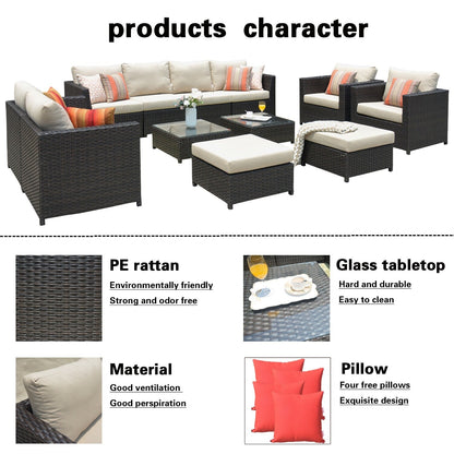 Set da conversazione per mobili da giardino OVIOS in tessuto Sunbrella e Olefin da 12 pezzi