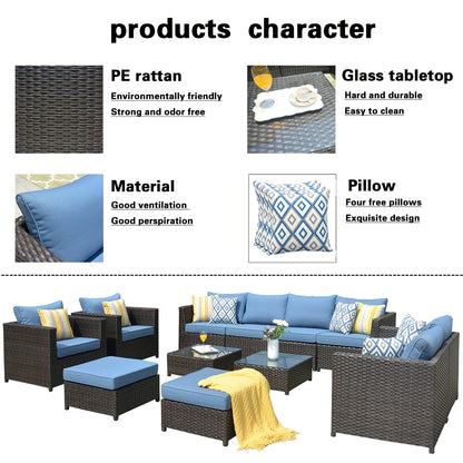 Set da conversazione per mobili da giardino OVIOS in tessuto Sunbrella e Olefin da 12 pezzi