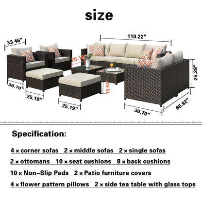 Set da conversazione per mobili da giardino OVIOS in tessuto Sunbrella e Olefin da 12 pezzi