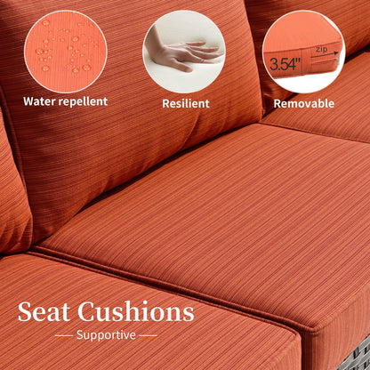 Set di divani componibili OVIOS da 14 pezzi in vimini con seduta profonda e tavolo con piano in vetro