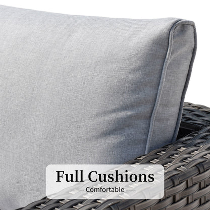 Set di divani componibili OVIOS da 14 pezzi in vimini con seduta profonda e tavolo con piano in vetro