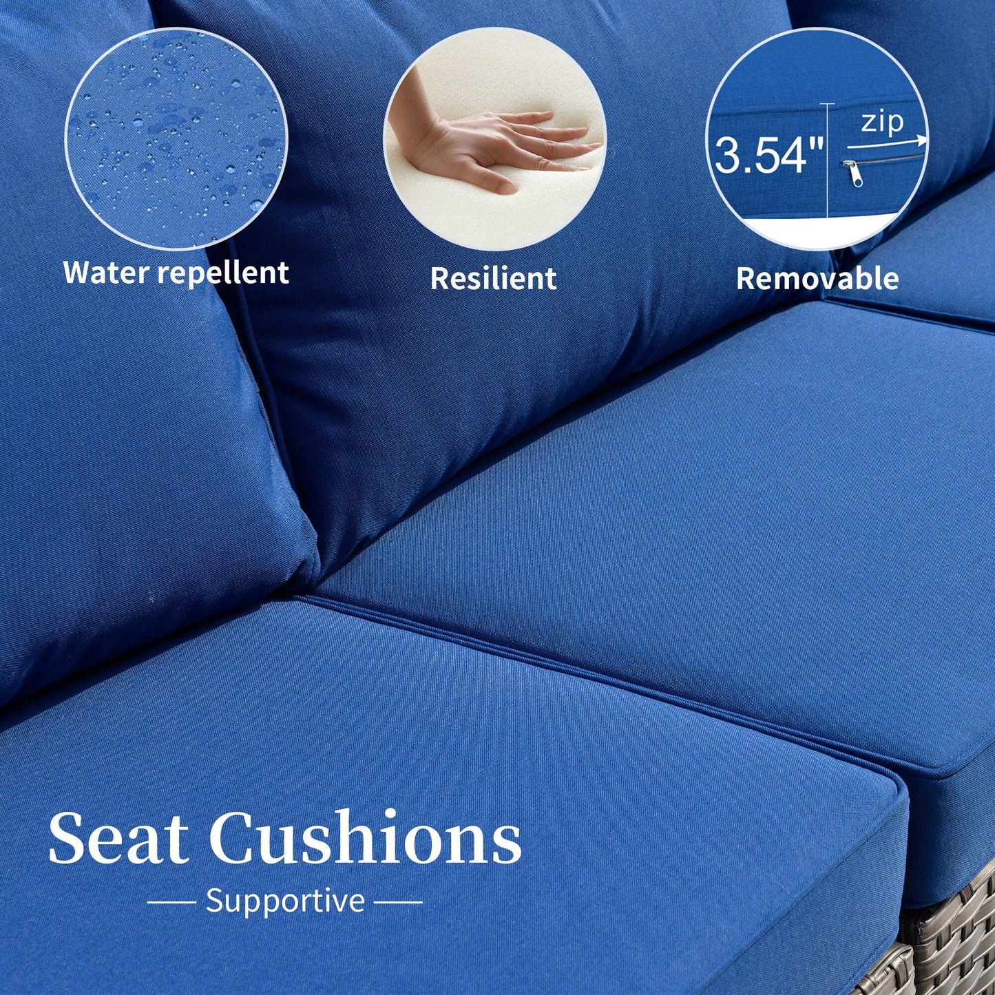 Set di divani componibili OVIOS da 14 pezzi in vimini con seduta profonda e tavolo con piano in vetro