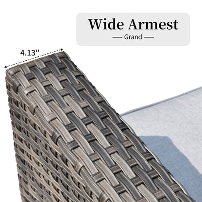 Set di divani componibili OVIOS da 14 pezzi in vimini con seduta profonda e tavolo con piano in vetro