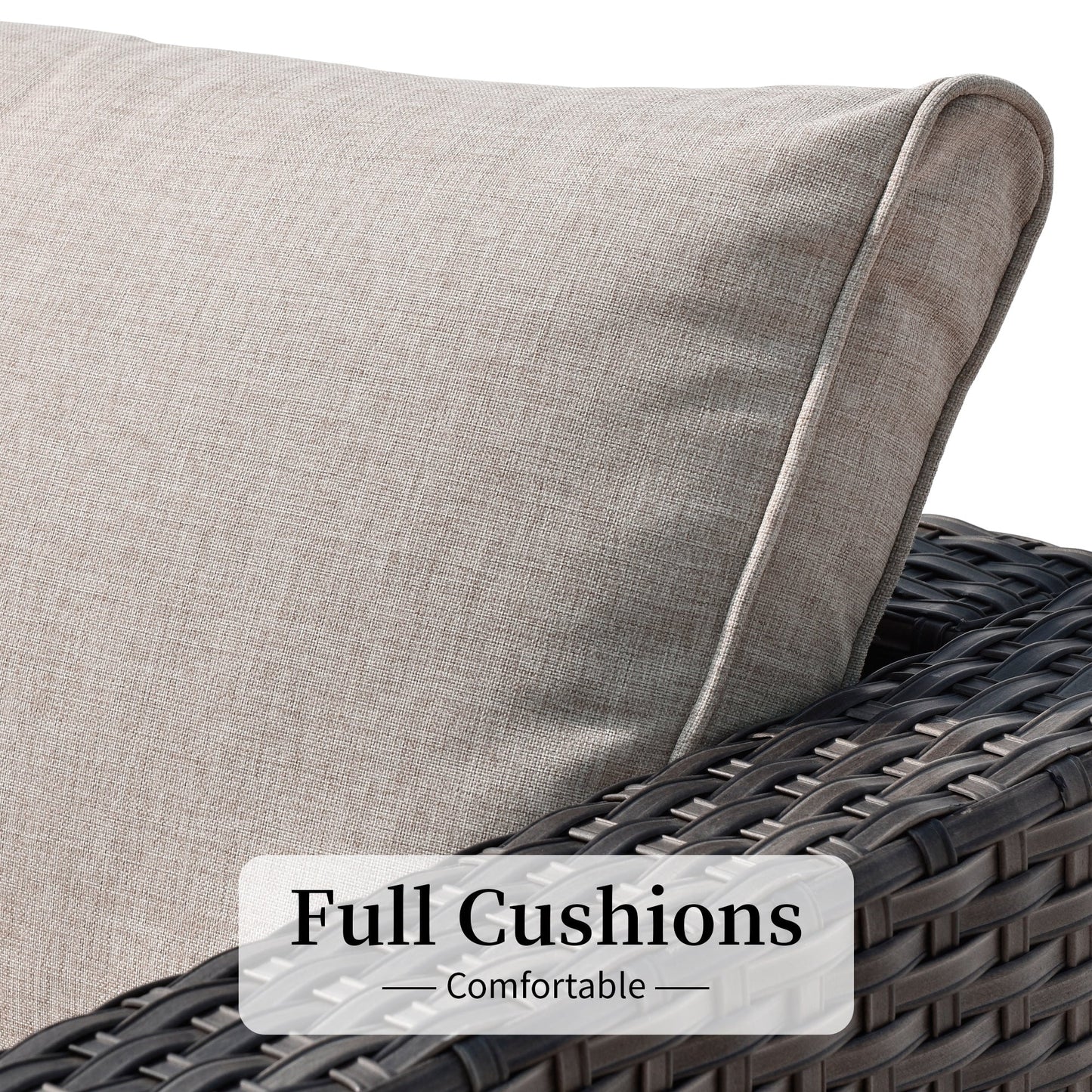 Set di divani componibili OVIOS da 14 pezzi in vimini con seduta profonda e tavolo con piano in vetro