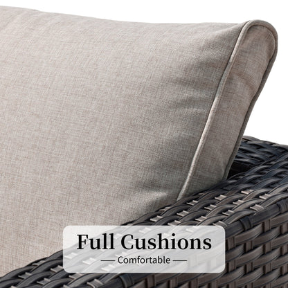 Set di divani componibili OVIOS da 14 pezzi in vimini con seduta profonda e tavolo con piano in vetro