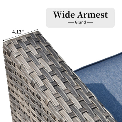 Set di divani componibili OVIOS da 14 pezzi in vimini con seduta profonda e tavolo con piano in vetro