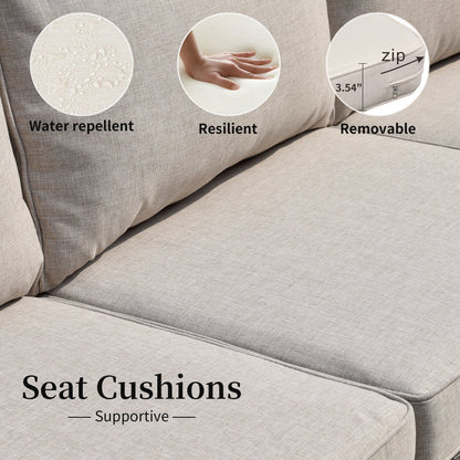 Set di divani componibili OVIOS da 14 pezzi in vimini con seduta profonda e tavolo con piano in vetro