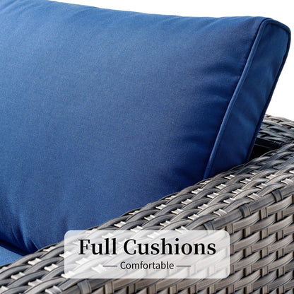 Set di divani componibili OVIOS da 14 pezzi in vimini con seduta profonda e tavolo con piano in vetro