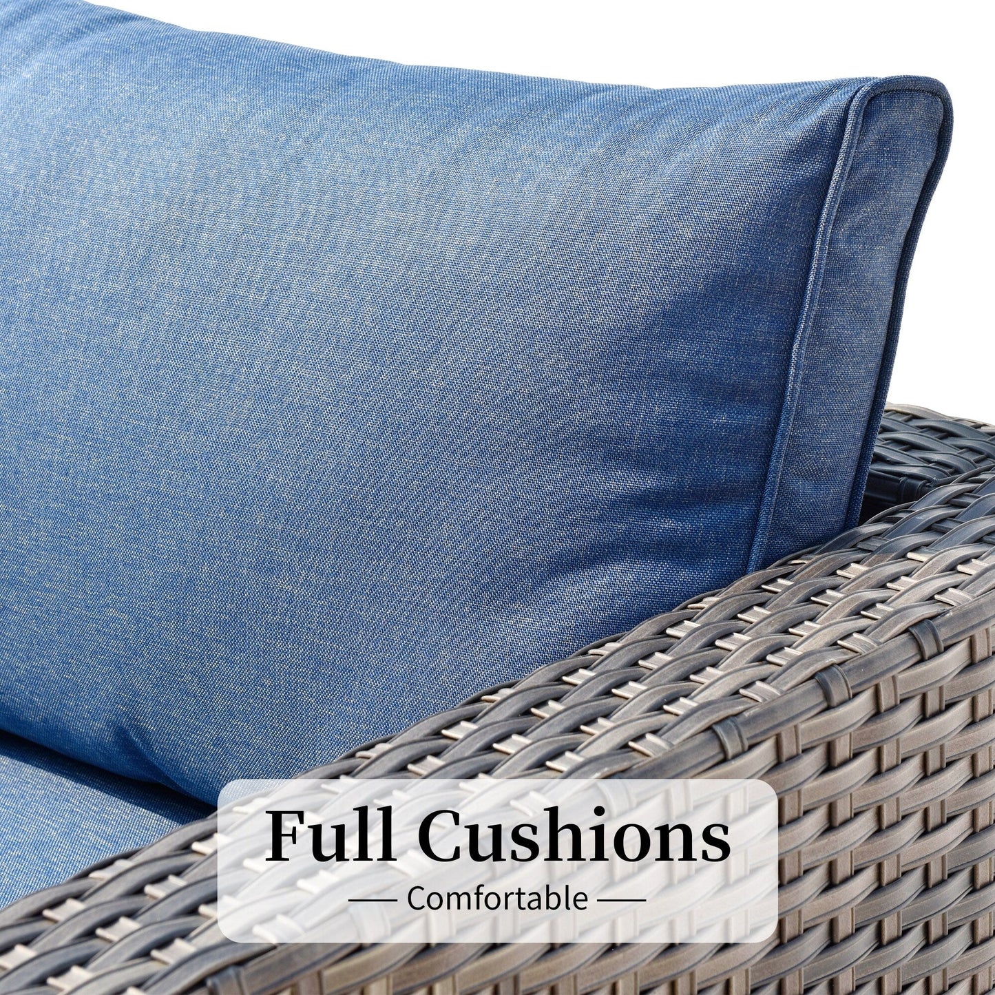 Set di divani componibili OVIOS da 14 pezzi in vimini con seduta profonda e tavolo con piano in vetro