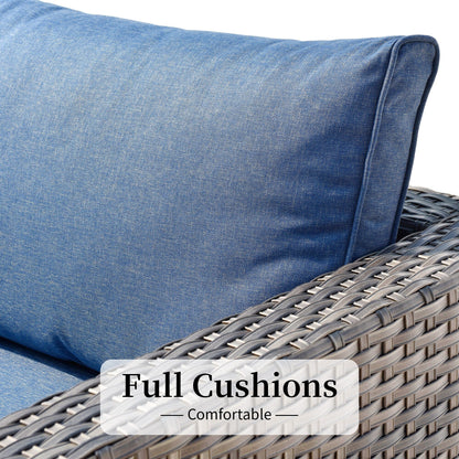 Set di divani componibili OVIOS da 14 pezzi in vimini con seduta profonda e tavolo con piano in vetro