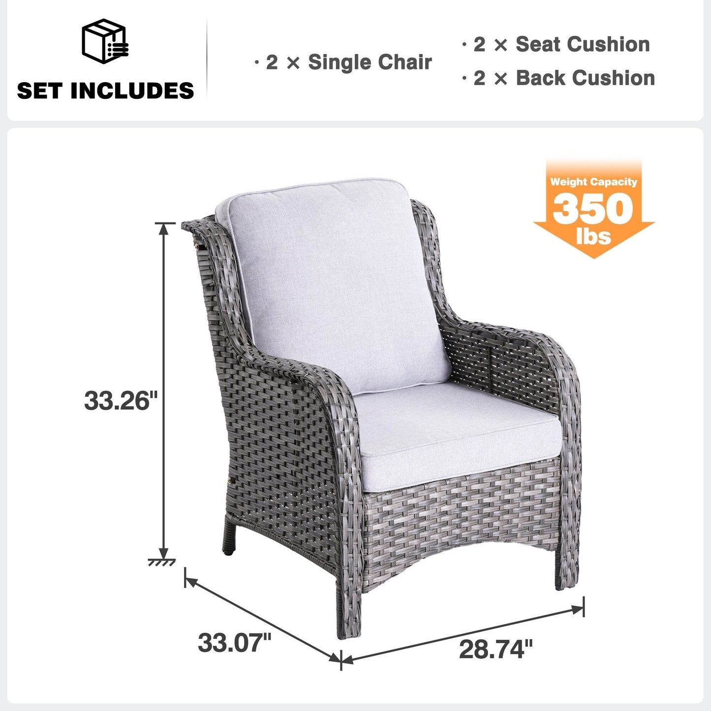 Set di 2 sedie da giardino in vimini OVIOS