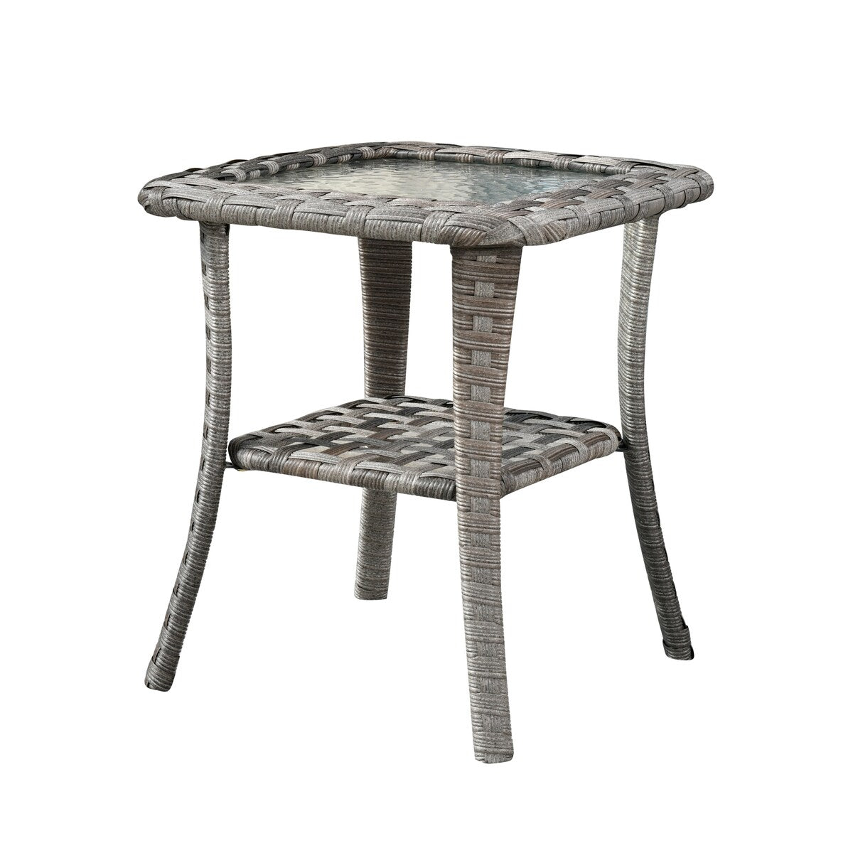 Set da conversazione con tavolino e sedia a dondolo girevole in vimini OVIOS da 2 pezzi