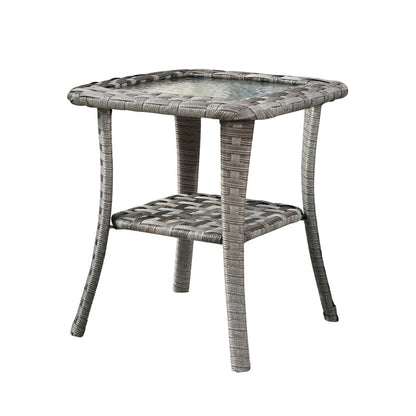 Set da conversazione con tavolino e sedia a dondolo girevole in vimini OVIOS da 2 pezzi