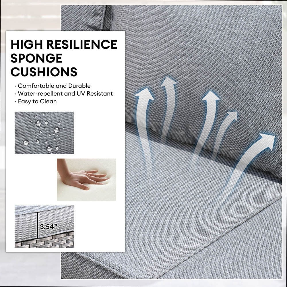 Set di 3 pouf da conversazione in vimini per esterni OVIOS