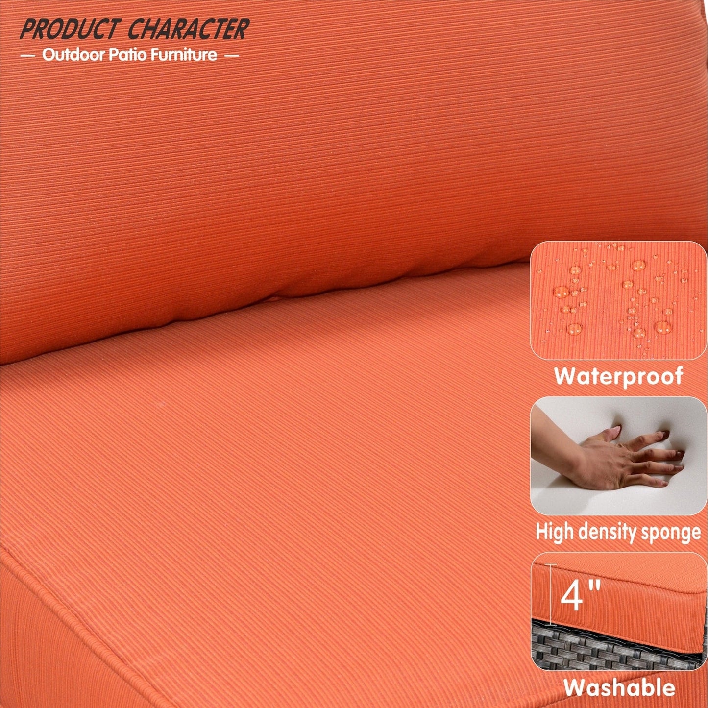 Set di 3 pouf da conversazione in vimini per esterni OVIOS