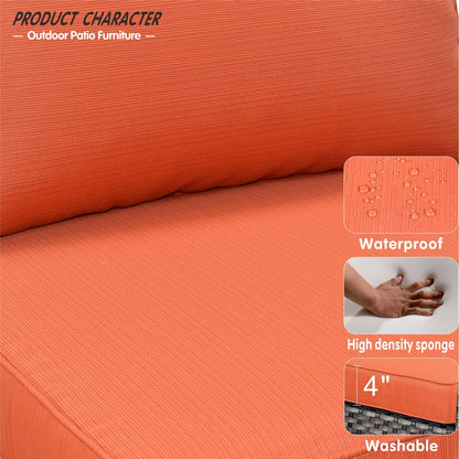 Set di 3 pouf da conversazione in vimini per esterni OVIOS