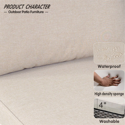 Set di 3 pouf da conversazione in vimini per esterni OVIOS