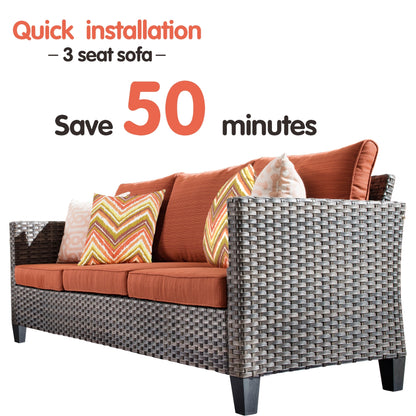 Set di 3 pouf da conversazione in vimini per esterni OVIOS