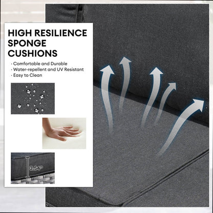 Set di 3 pouf da conversazione in vimini per esterni OVIOS