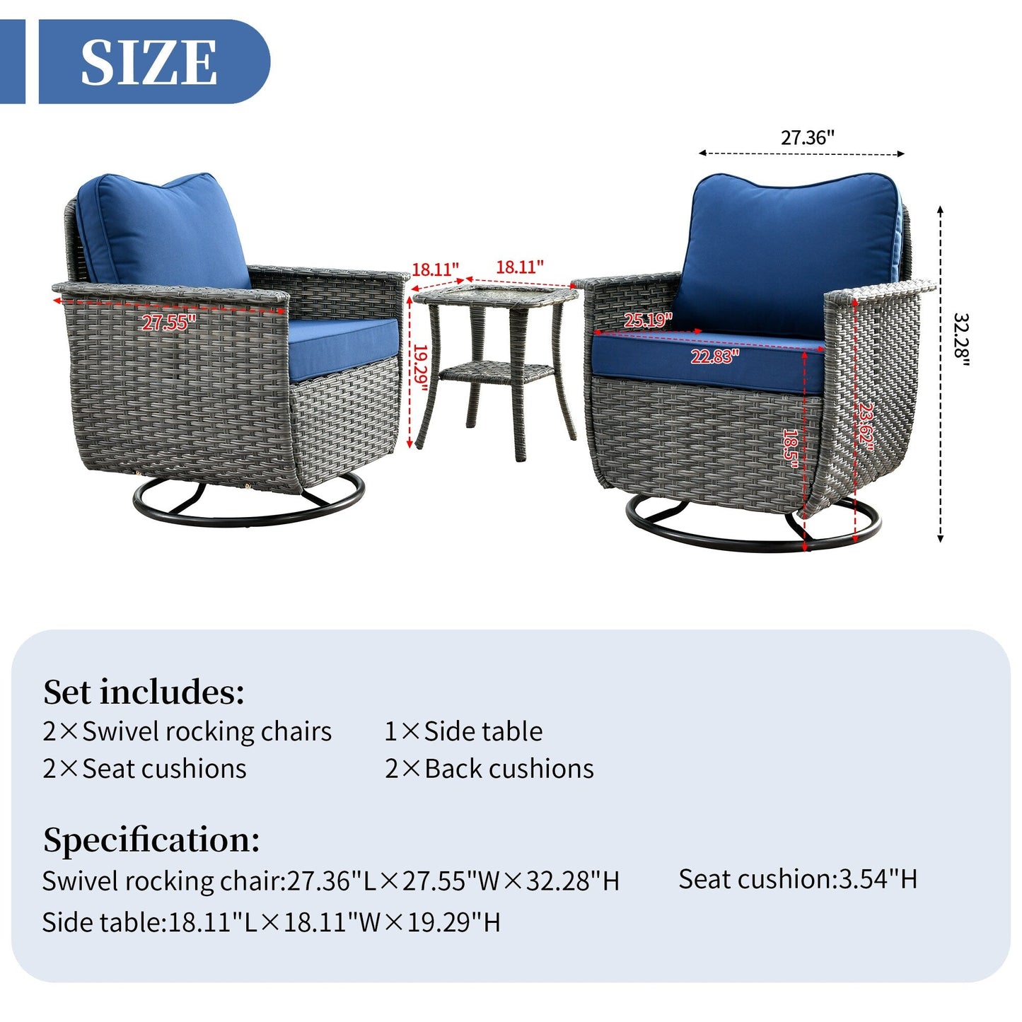 Set di 3 sedie girevoli in vimini per mobili da giardino adatti agli animali domestici OVIOS