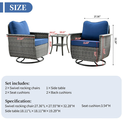 Set di 3 sedie girevoli in vimini per mobili da giardino adatti agli animali domestici OVIOS