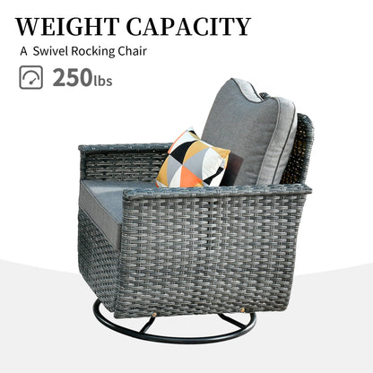 Set di 3 sedie girevoli in vimini per mobili da giardino adatti agli animali domestici OVIOS