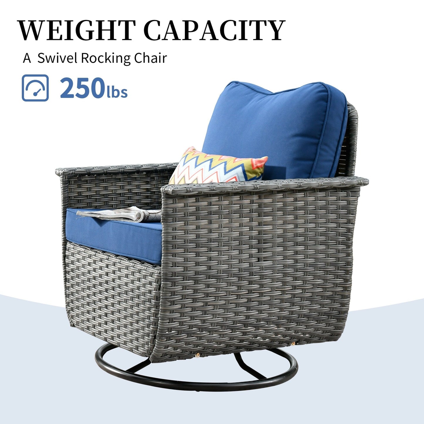 Set di 3 sedie girevoli in vimini per mobili da giardino adatti agli animali domestici OVIOS